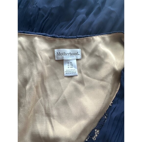 Motherhood Maternity Navy Cocktail Dress Lace Detail Pleated Semi-Formal Lined S - Picture 5 of 6